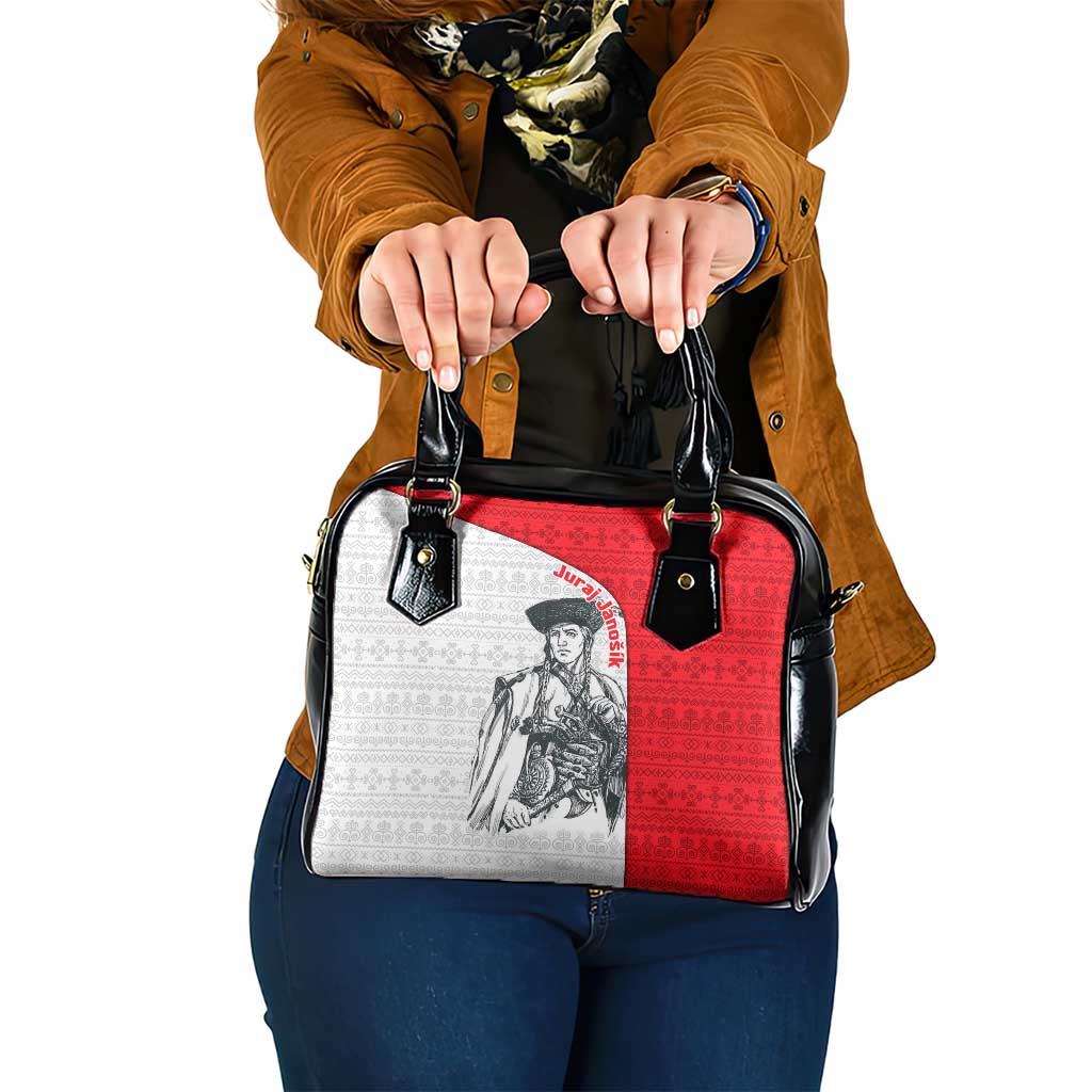 Juraj Janosik Slovakia Shoulder Handbag with Folk Pattern Red White Legend Spirit TS04