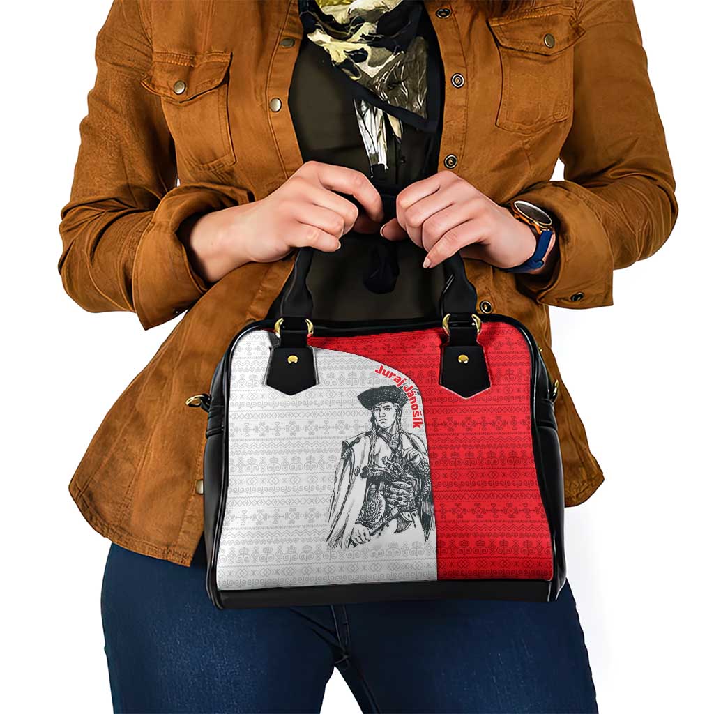 Juraj Janosik Slovakia Shoulder Handbag with Folk Pattern Red White Legend Spirit TS04