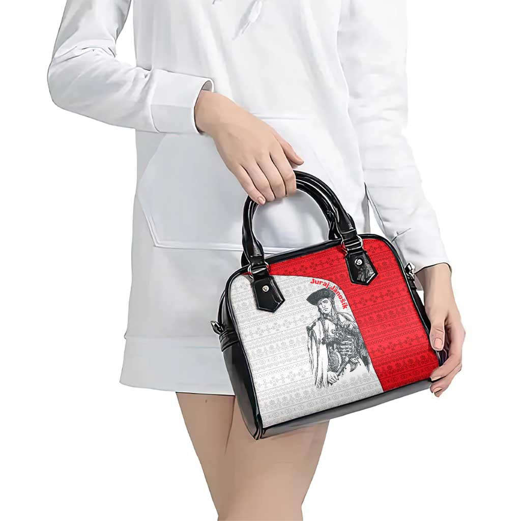 Juraj Janosik Slovakia Shoulder Handbag with Folk Pattern Red White Legend Spirit TS04