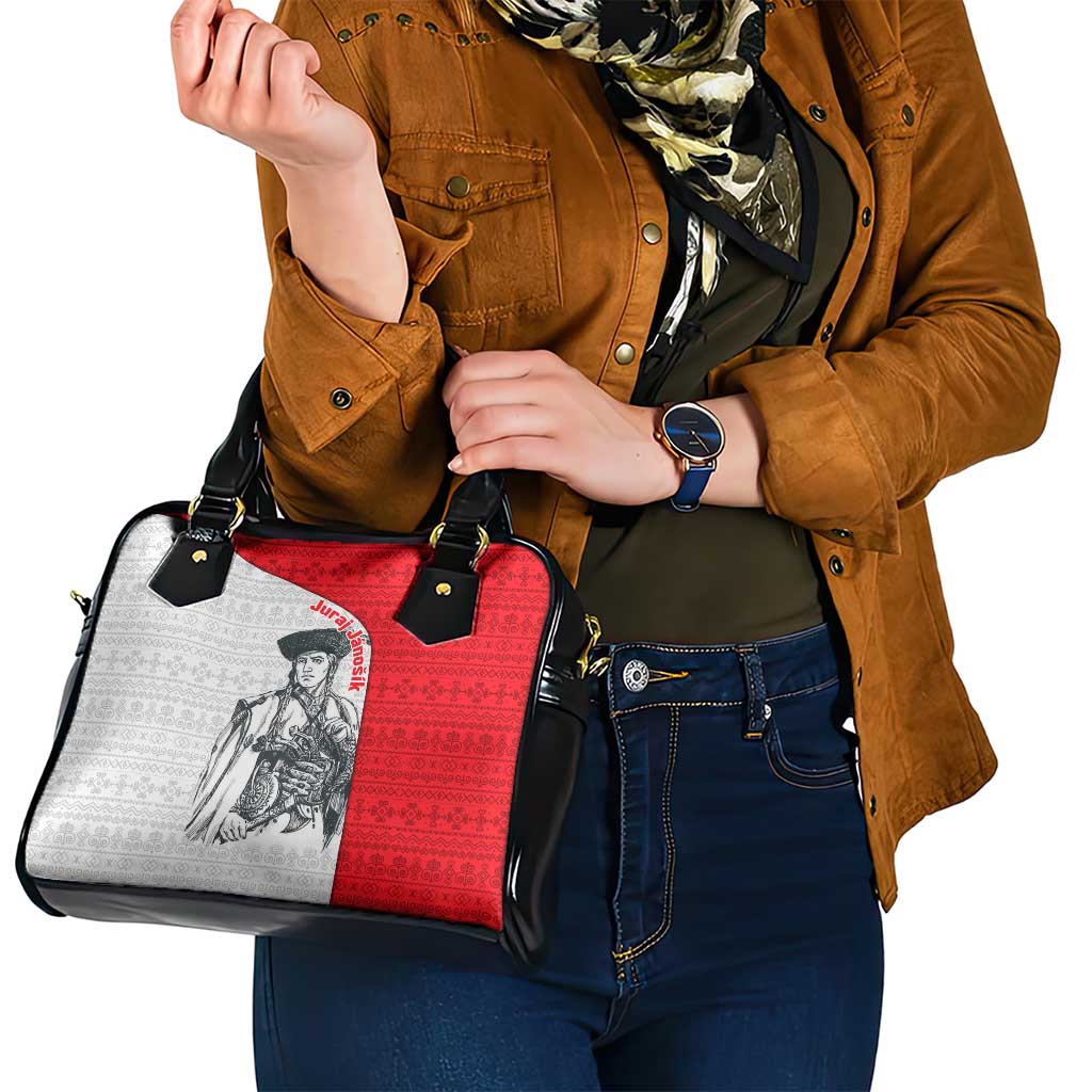 Juraj Janosik Slovakia Shoulder Handbag with Folk Pattern Red White Legend Spirit TS04