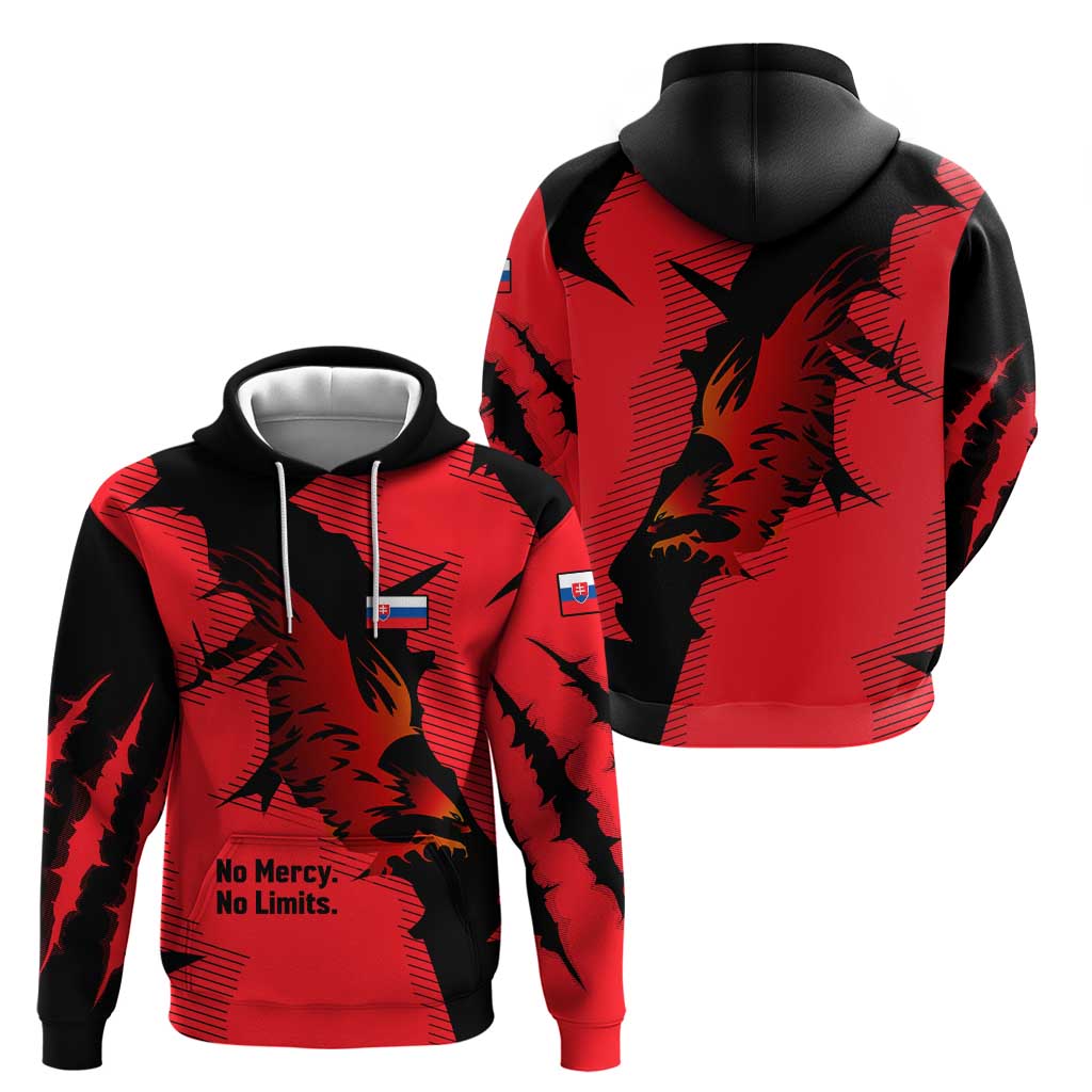 Slovakia Hoodie with Red Black Falcon Claw No Mercy Spirit TS04
