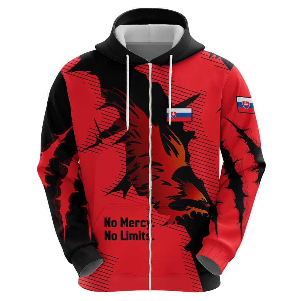 Slovakia Hoodie with Red Black Falcon Claw No Mercy Spirit TS04