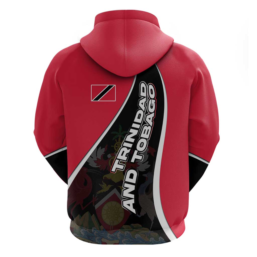 Trinidad and Tobago Flag Crest Design Hoodie with Bold Red Black Diagonal Layout TS04