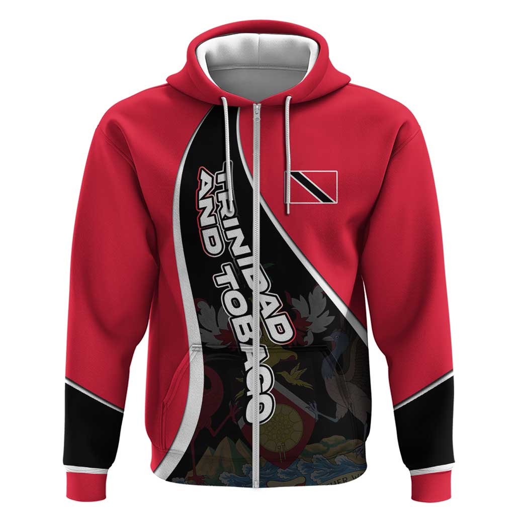 Trinidad and Tobago Flag Crest Design Hoodie with Bold Red Black Diagonal Layout TS04