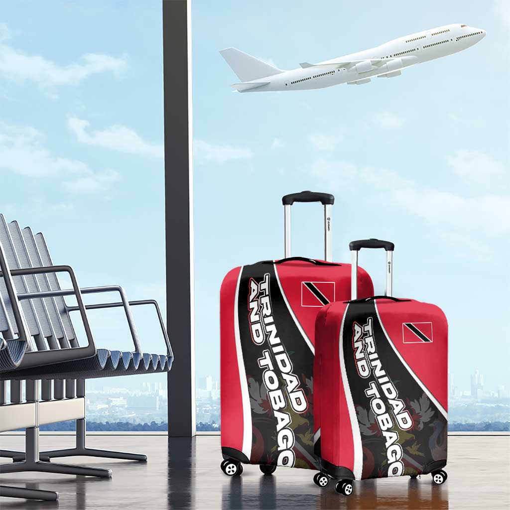 Trinidad and Tobago Flag Crest Design Luggage Cover with Bold Red Black Diagonal Layout TS04