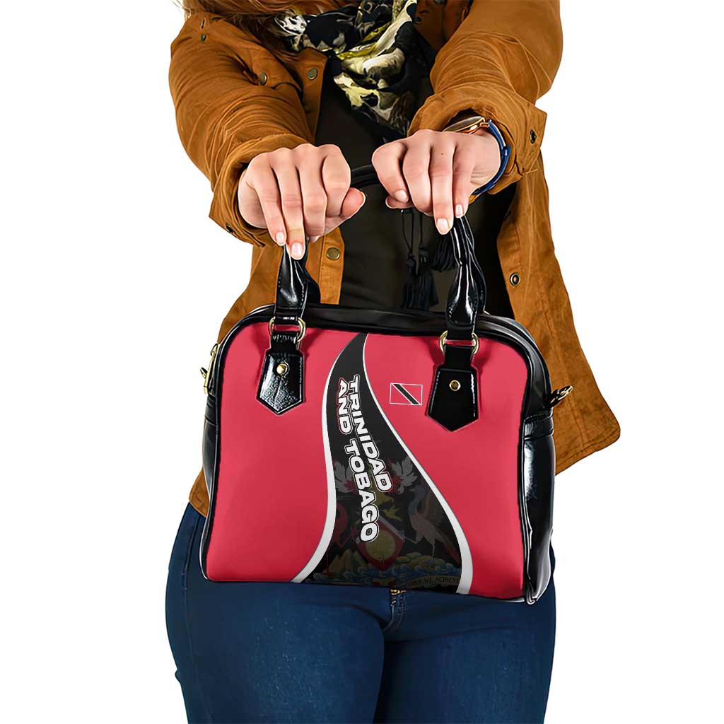 Trinidad and Tobago Flag Crest Design Shoulder Handbag with Bold Red Black Diagonal Layout TS04