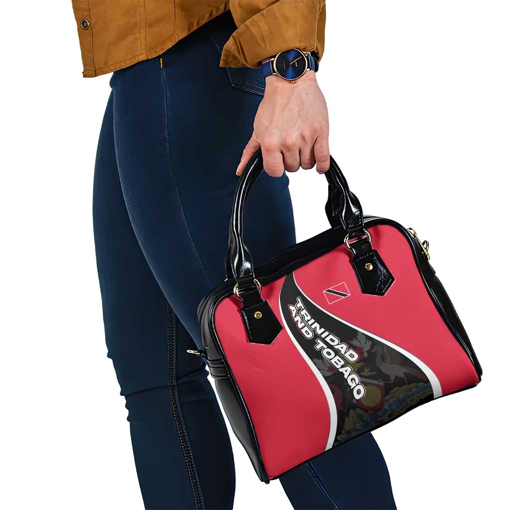 Trinidad and Tobago Flag Crest Design Shoulder Handbag with Bold Red Black Diagonal Layout TS04