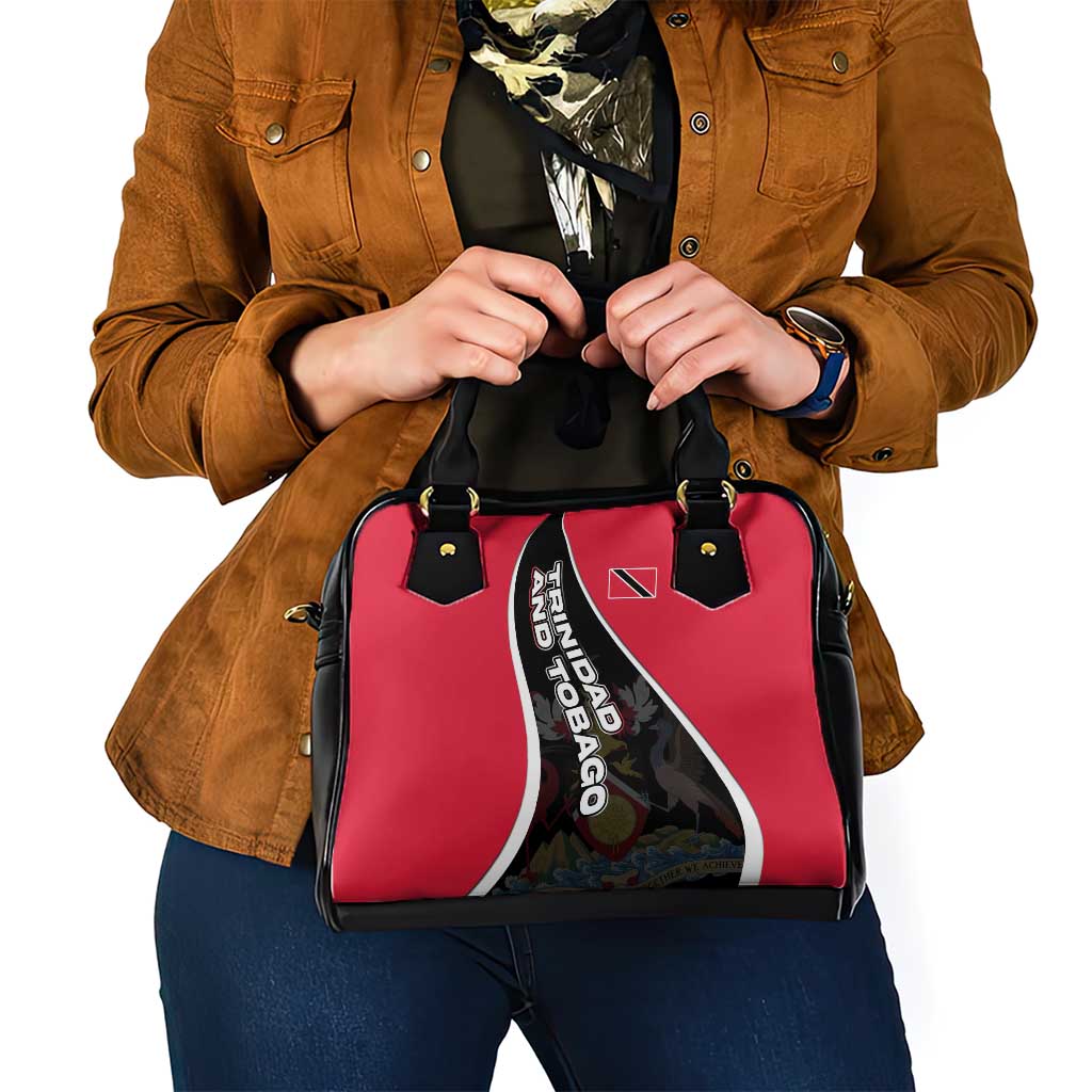 Trinidad and Tobago Flag Crest Design Shoulder Handbag with Bold Red Black Diagonal Layout TS04