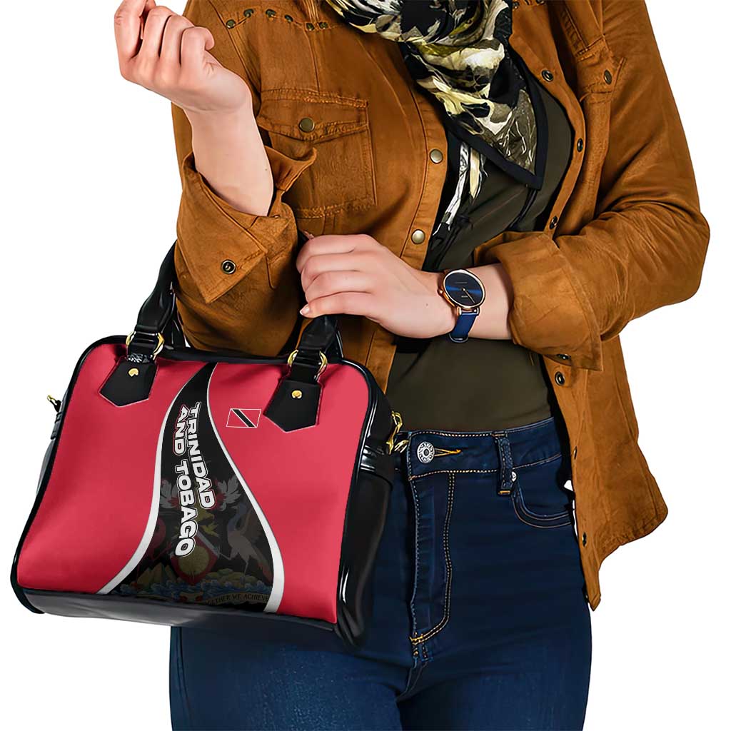 Trinidad and Tobago Flag Crest Design Shoulder Handbag with Bold Red Black Diagonal Layout TS04