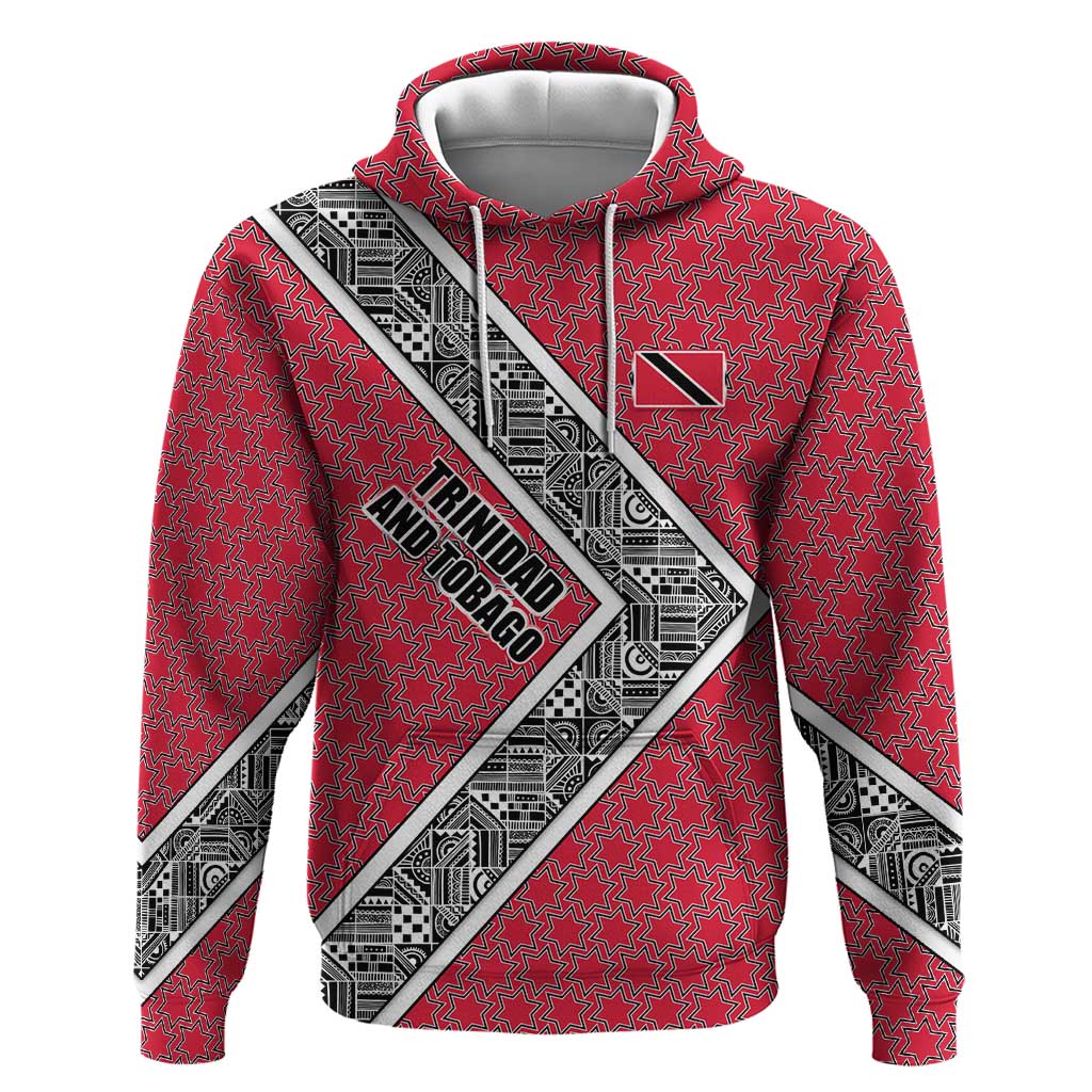 Trinidad and Tobago Flamingos Sunset Hoodie with Tribal Masks and Red Star Pattern TS04