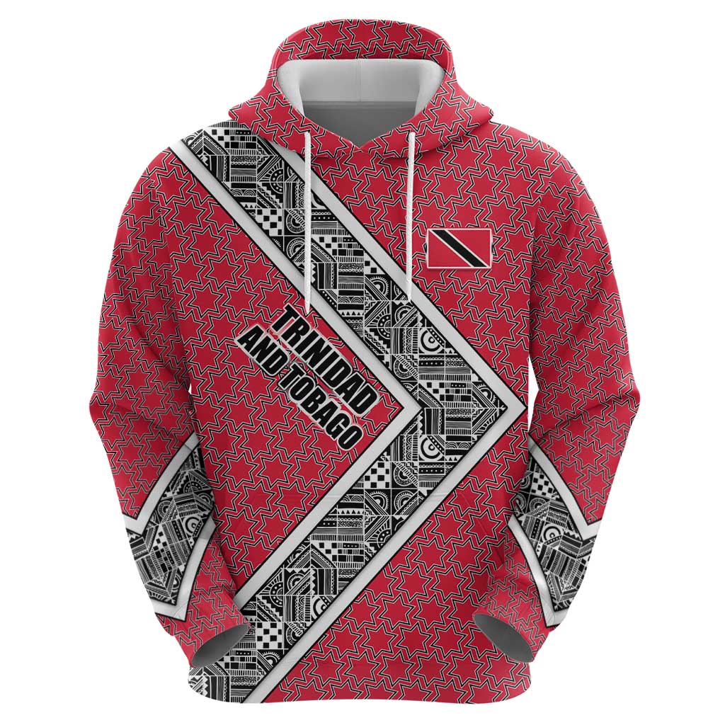 Trinidad and Tobago Flamingos Sunset Hoodie with Tribal Masks and Red Star Pattern TS04