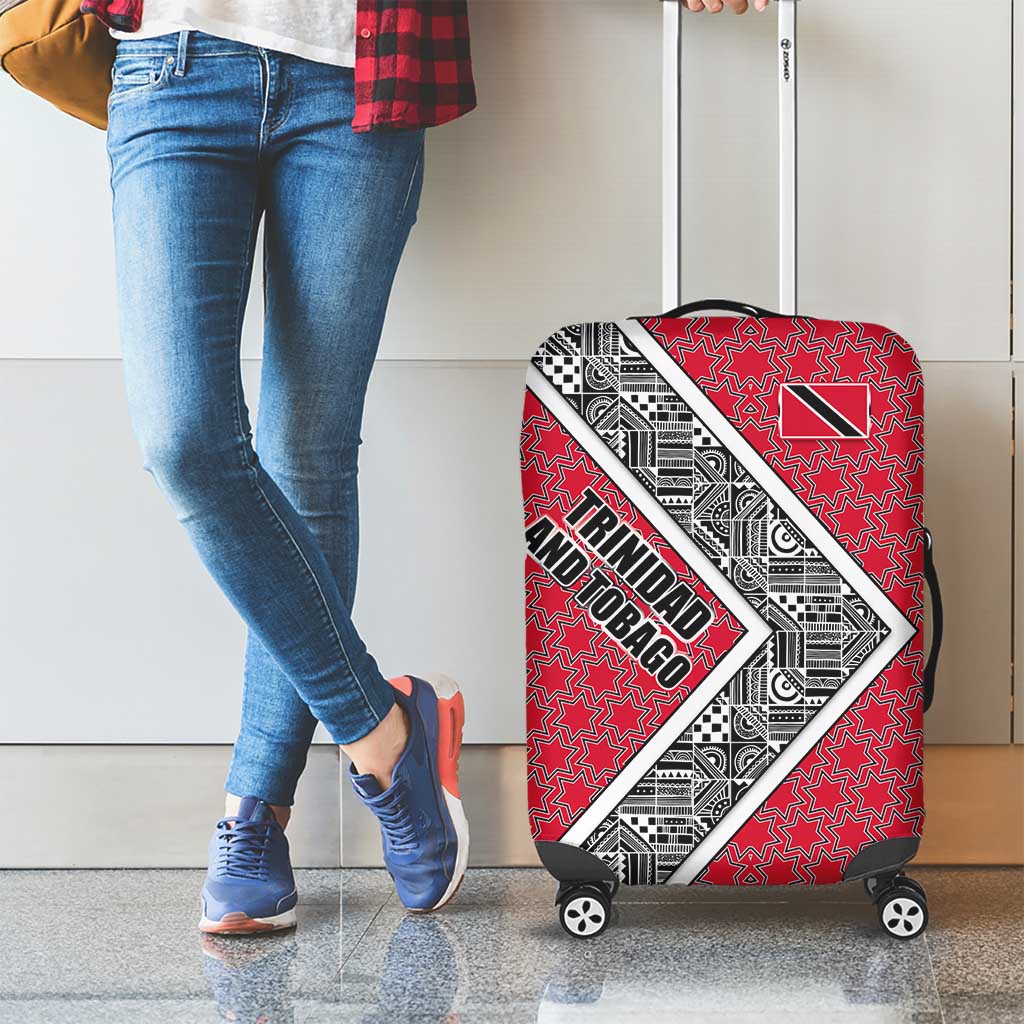 Trinidad and Tobago Flamingos Sunset Luggage Cover with Tribal Masks and Red Star Pattern TS04