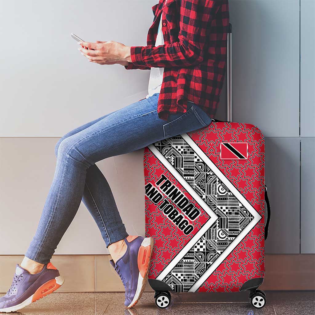 Trinidad and Tobago Flamingos Sunset Luggage Cover with Tribal Masks and Red Star Pattern TS04
