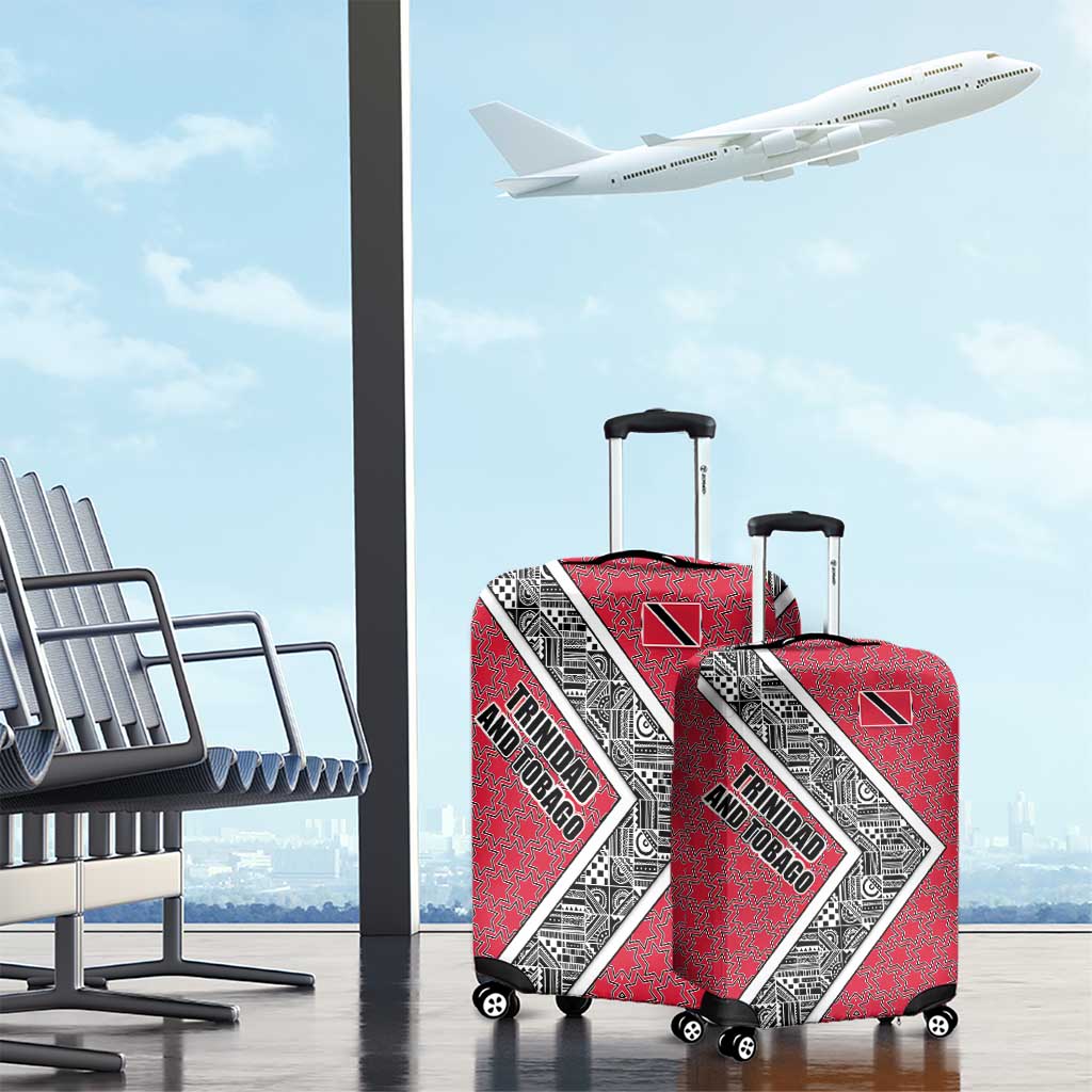 Trinidad and Tobago Flamingos Sunset Luggage Cover with Tribal Masks and Red Star Pattern TS04