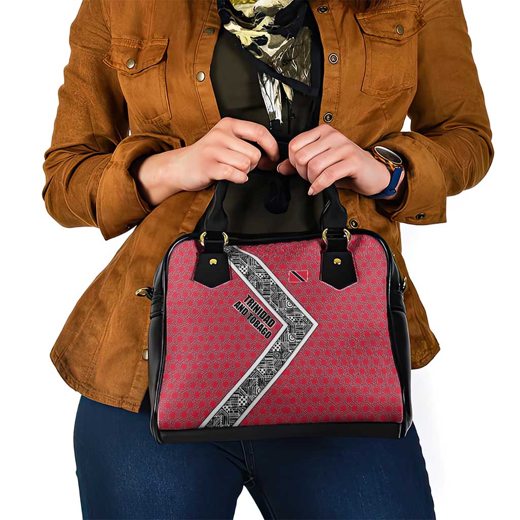 Trinidad and Tobago Flamingos Sunset Shoulder Handbag with Tribal Masks and Red Star Pattern TS04