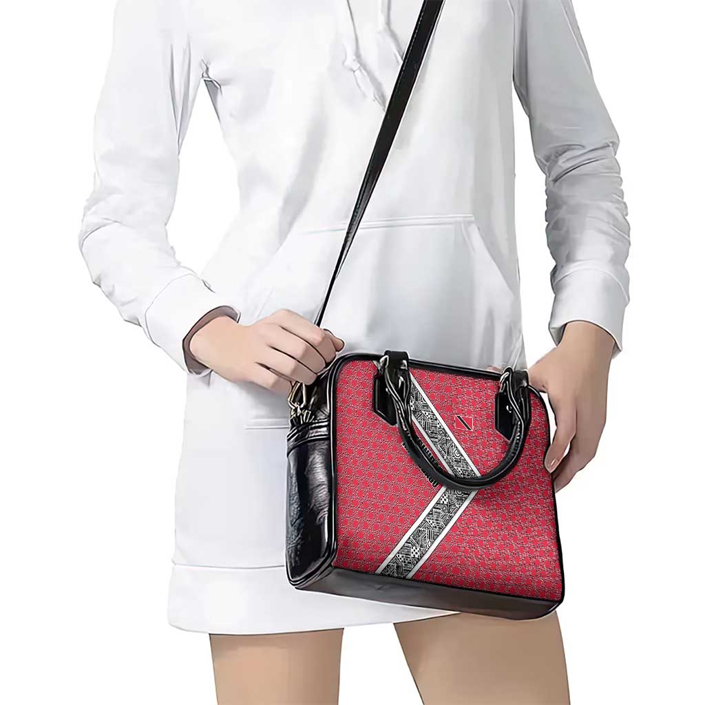 Trinidad and Tobago Flamingos Sunset Shoulder Handbag with Tribal Masks and Red Star Pattern TS04