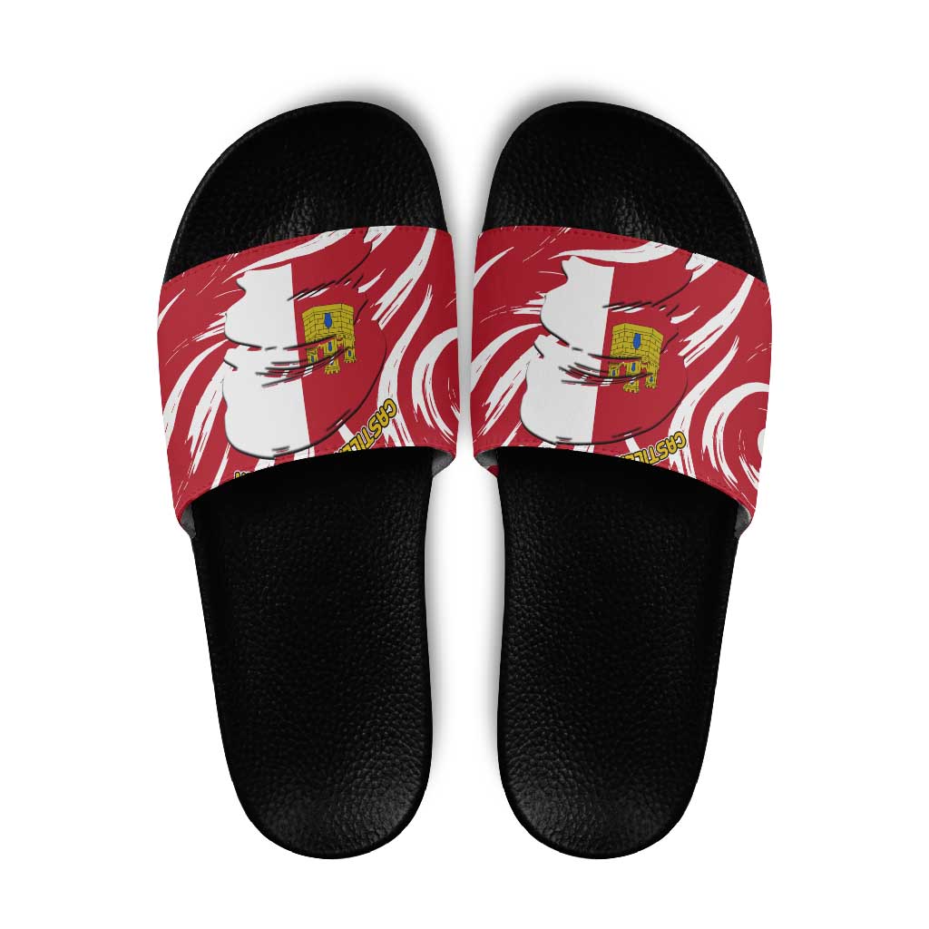 Castilla La Mancha Flag Slide Sandals Autonomous Community of Spain TS04