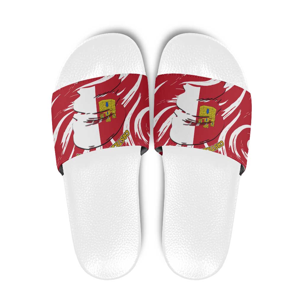 Castilla La Mancha Flag Slide Sandals Autonomous Community of Spain TS04