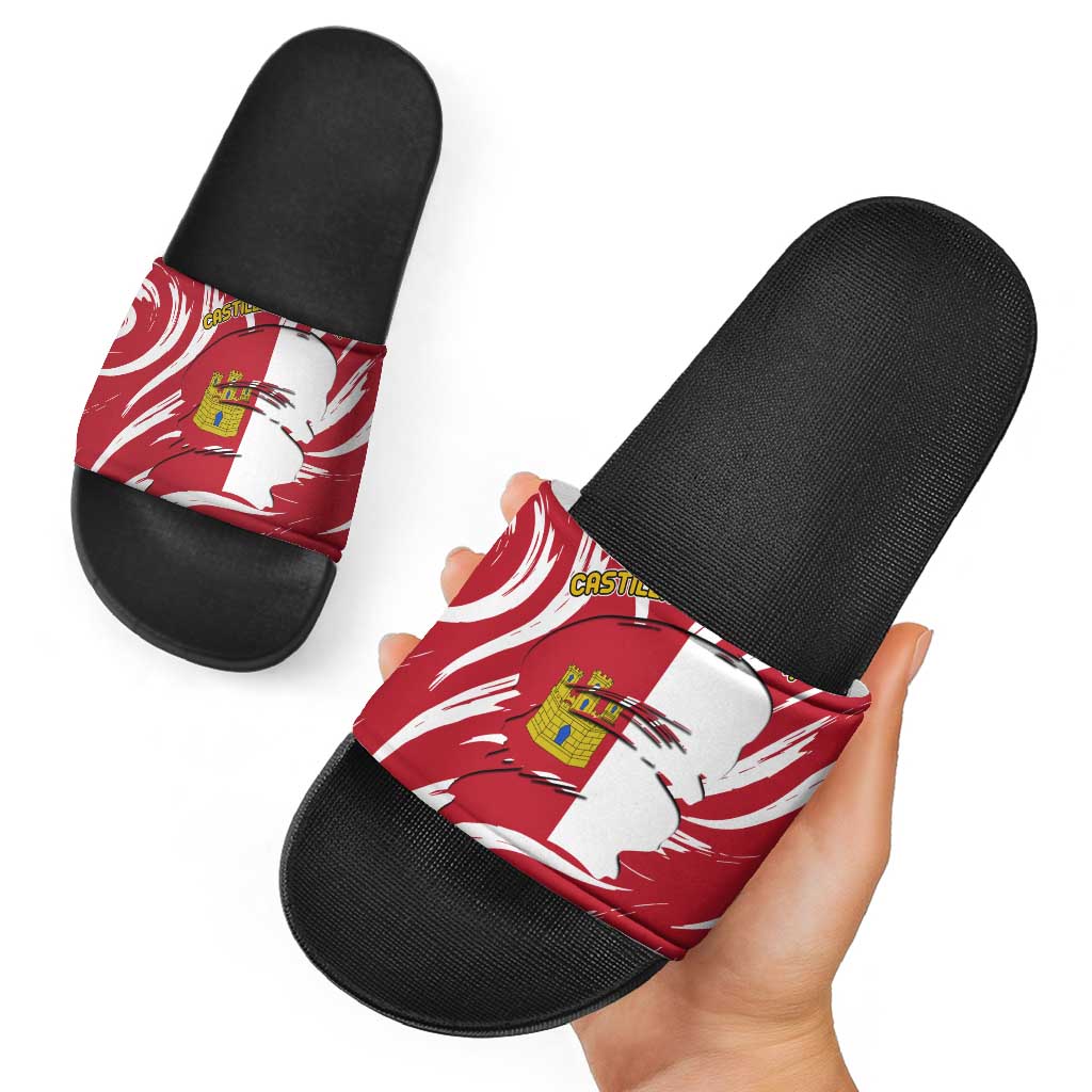 Castilla La Mancha Flag Slide Sandals Autonomous Community of Spain TS04