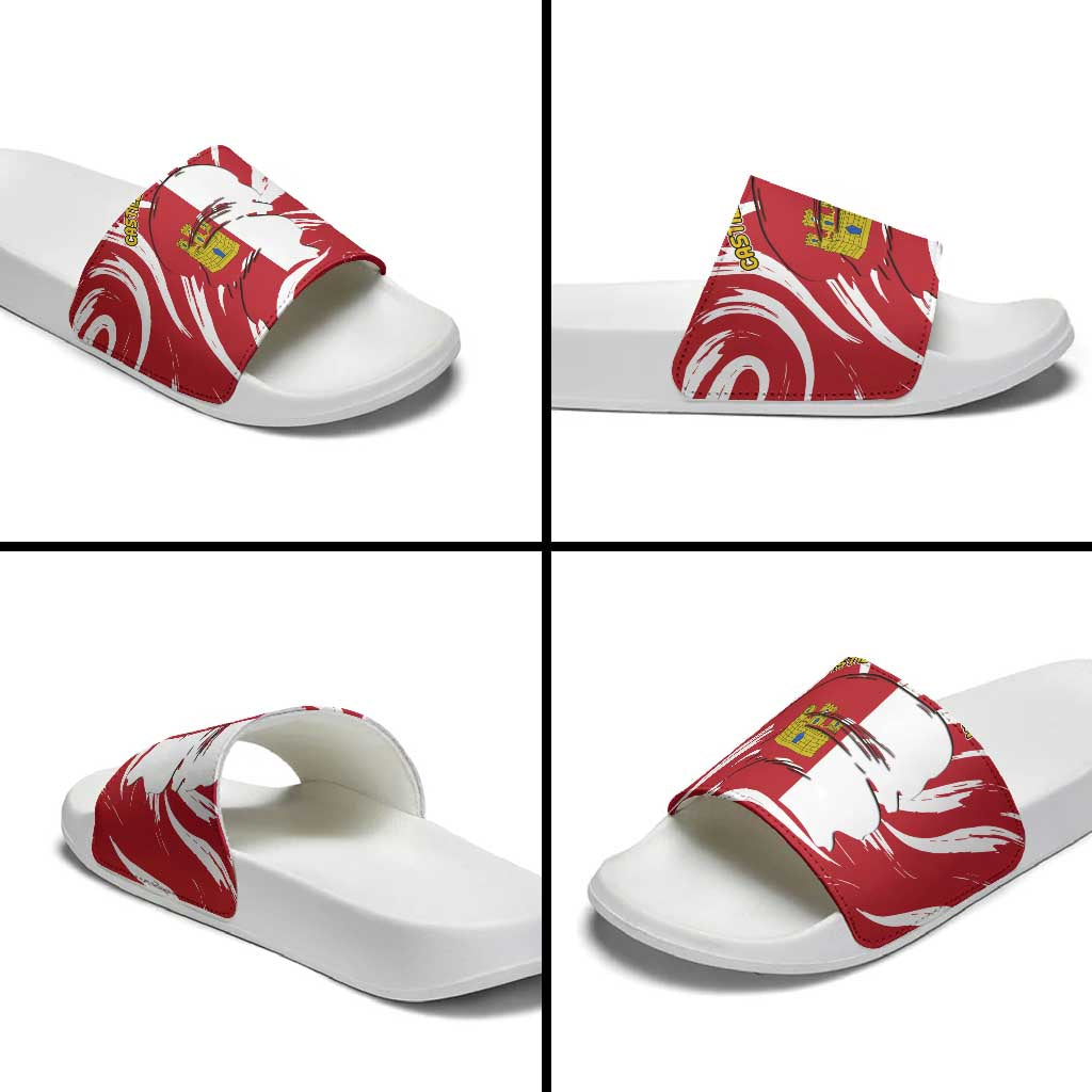 Castilla La Mancha Flag Slide Sandals Autonomous Community of Spain TS04
