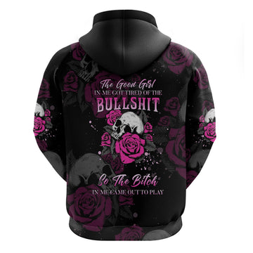 The Good Girl In Me Got Tired Skull Rose Hoodie TS04