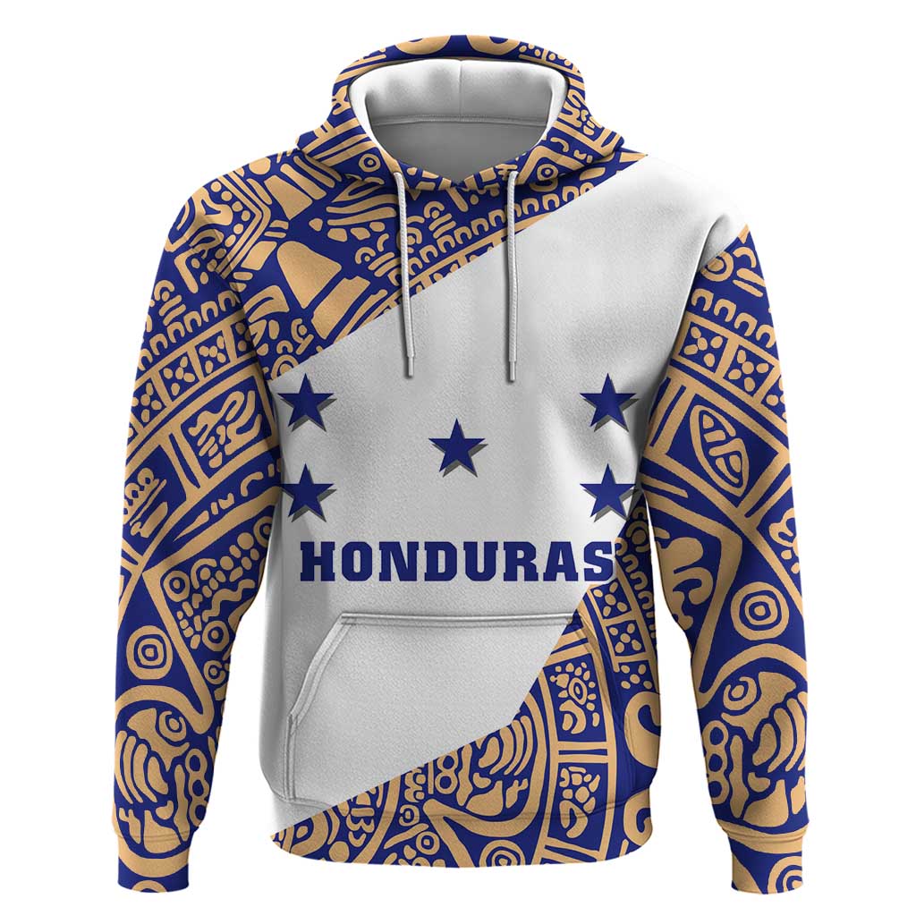 Honduras Hoodie National Emblem Blended with Traditional Patterns - Cultural Heritage Design TS04