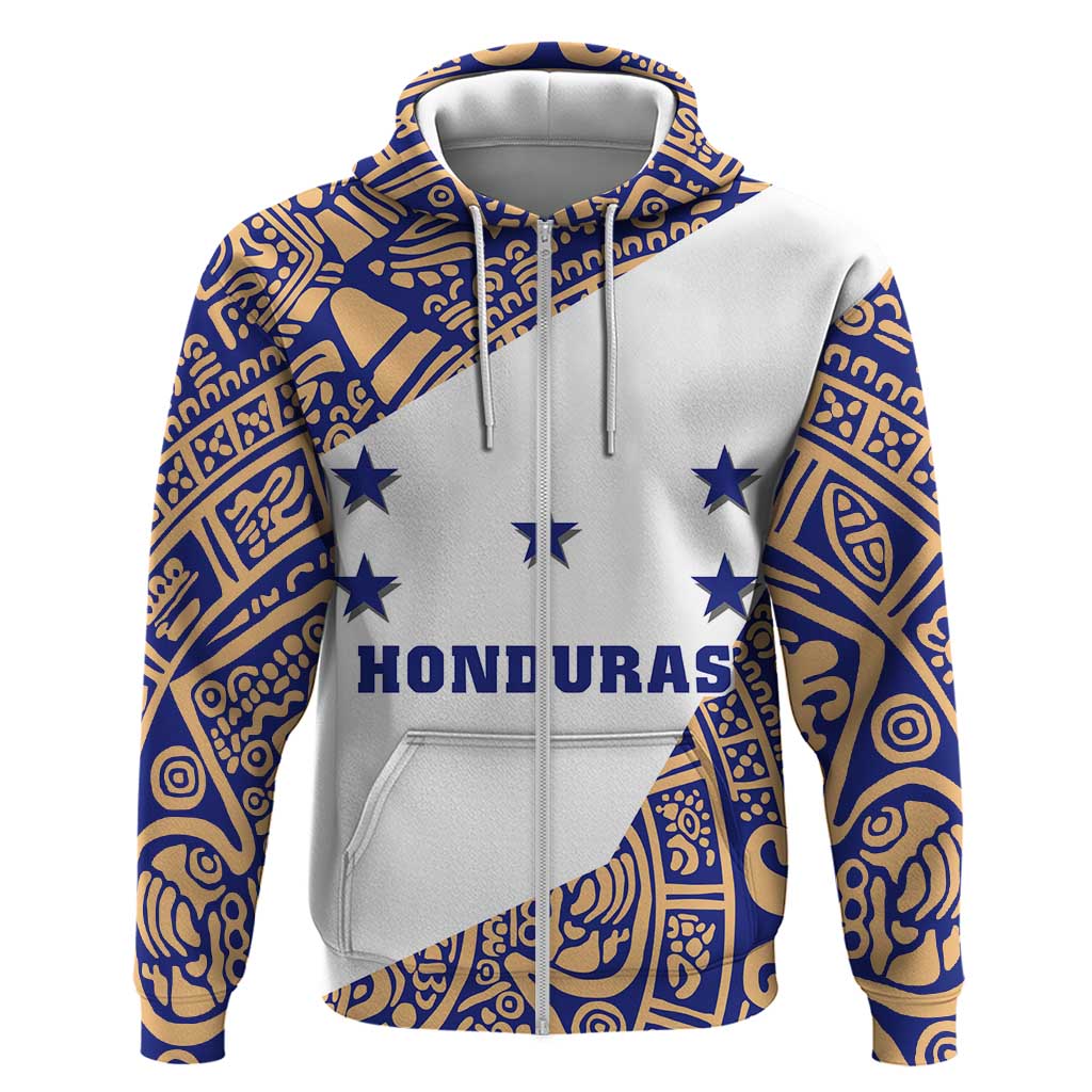Honduras Hoodie National Emblem Blended with Traditional Patterns - Cultural Heritage Design TS04
