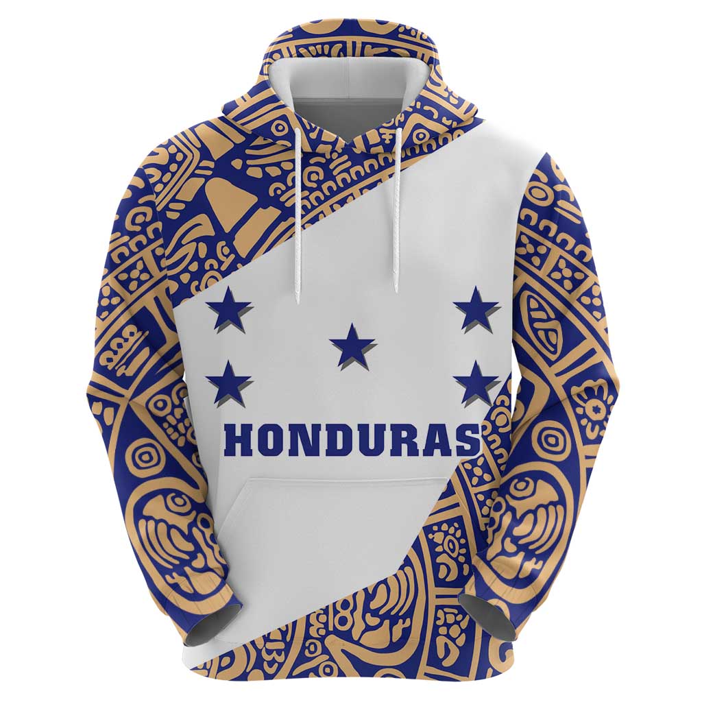 Honduras Hoodie National Emblem Blended with Traditional Patterns - Cultural Heritage Design TS04