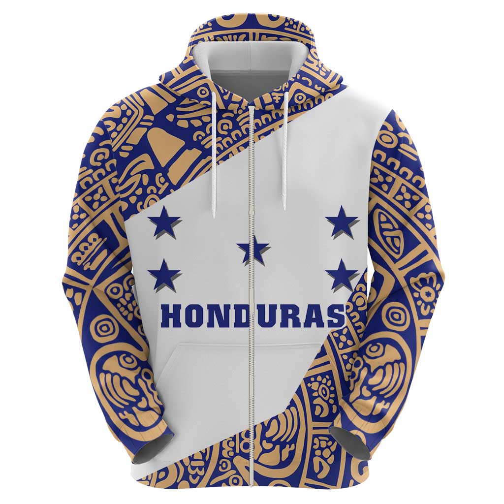 Honduras Hoodie National Emblem Blended with Traditional Patterns - Cultural Heritage Design TS04