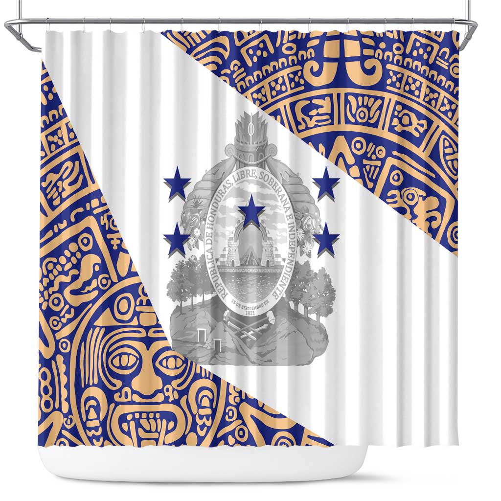 Honduras Shower Curtain National Emblem Blended with Traditional Patterns - Cultural Heritage Design TS04