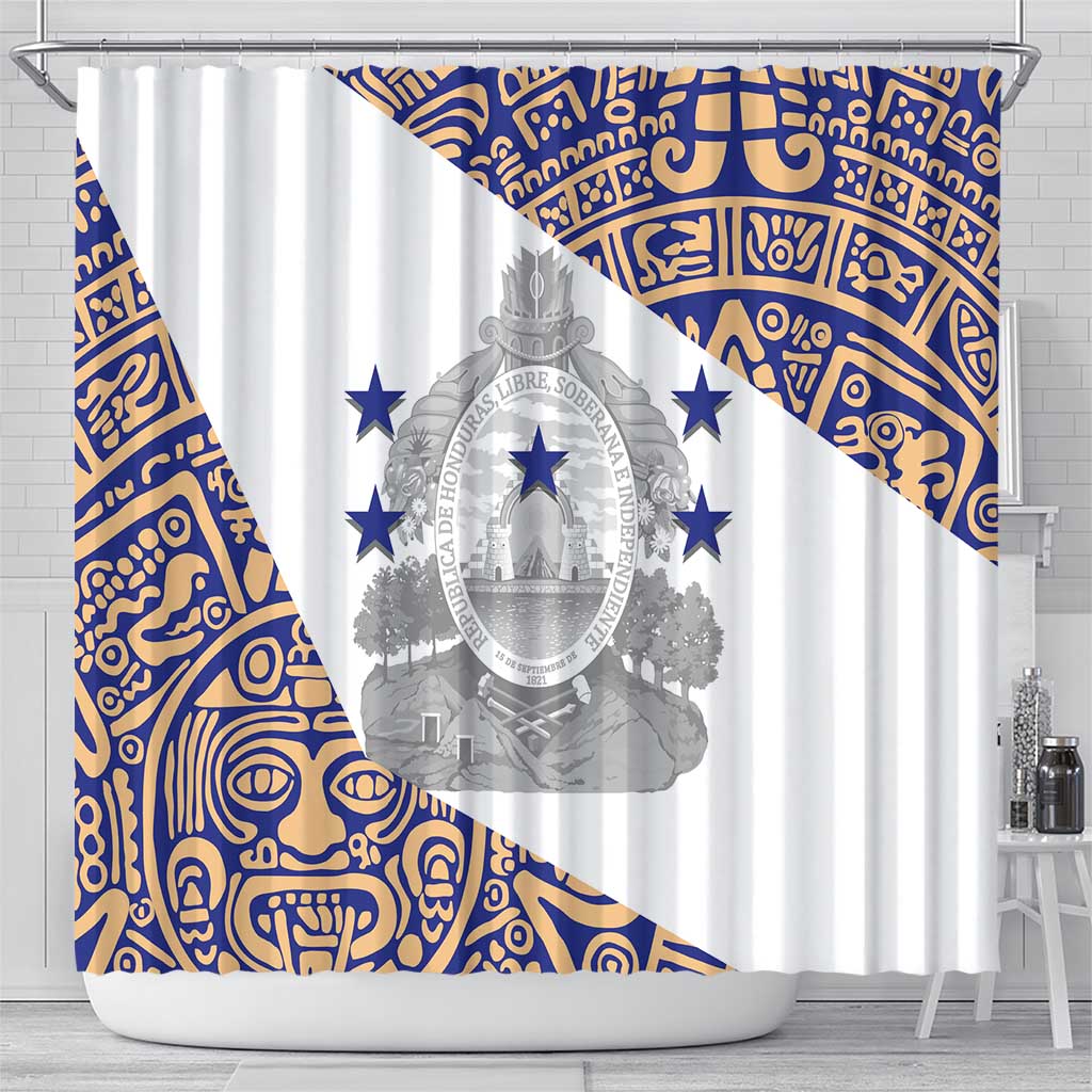 Honduras Shower Curtain National Emblem Blended with Traditional Patterns - Cultural Heritage Design TS04