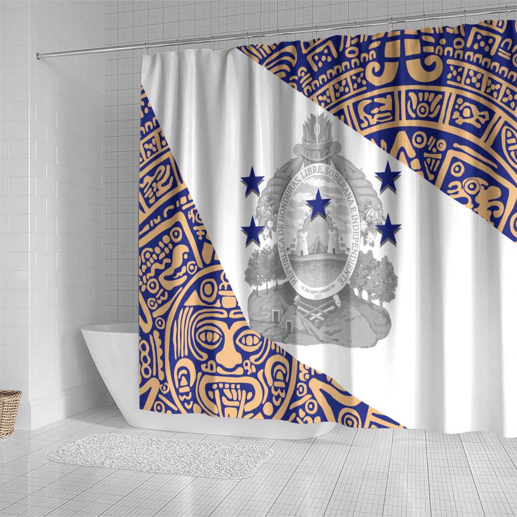Honduras Shower Curtain National Emblem Blended with Traditional Patterns - Cultural Heritage Design TS04
