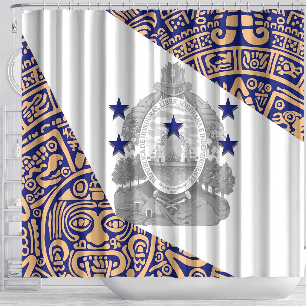 Honduras Shower Curtain National Emblem Blended with Traditional Patterns - Cultural Heritage Design TS04