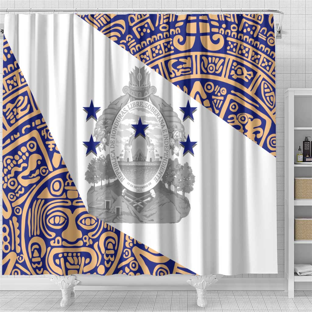 Honduras Shower Curtain National Emblem Blended with Traditional Patterns - Cultural Heritage Design TS04