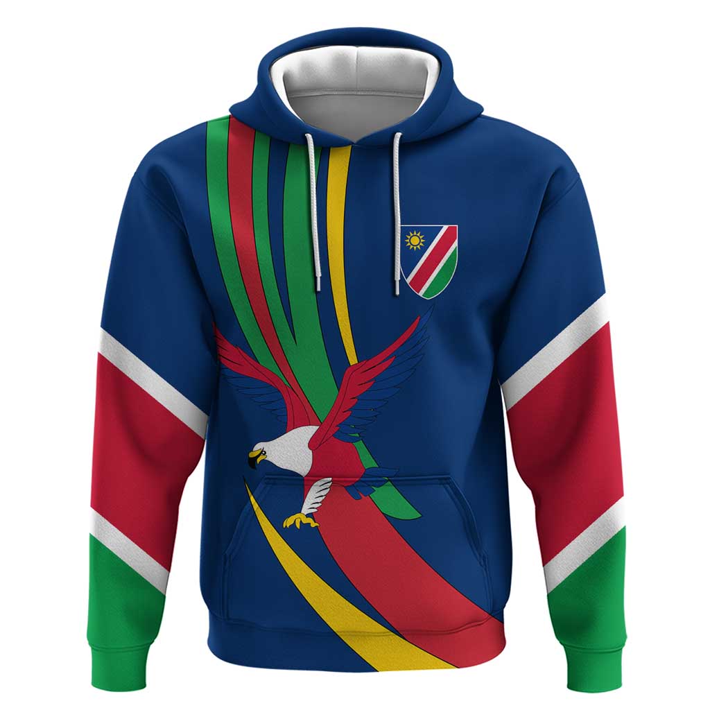 Namibia National Emblem Hoodie Flag Colors & Symbolic Animals Design TS04