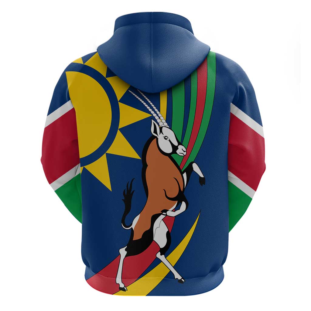 Namibia National Emblem Hoodie Flag Colors & Symbolic Animals Design TS04
