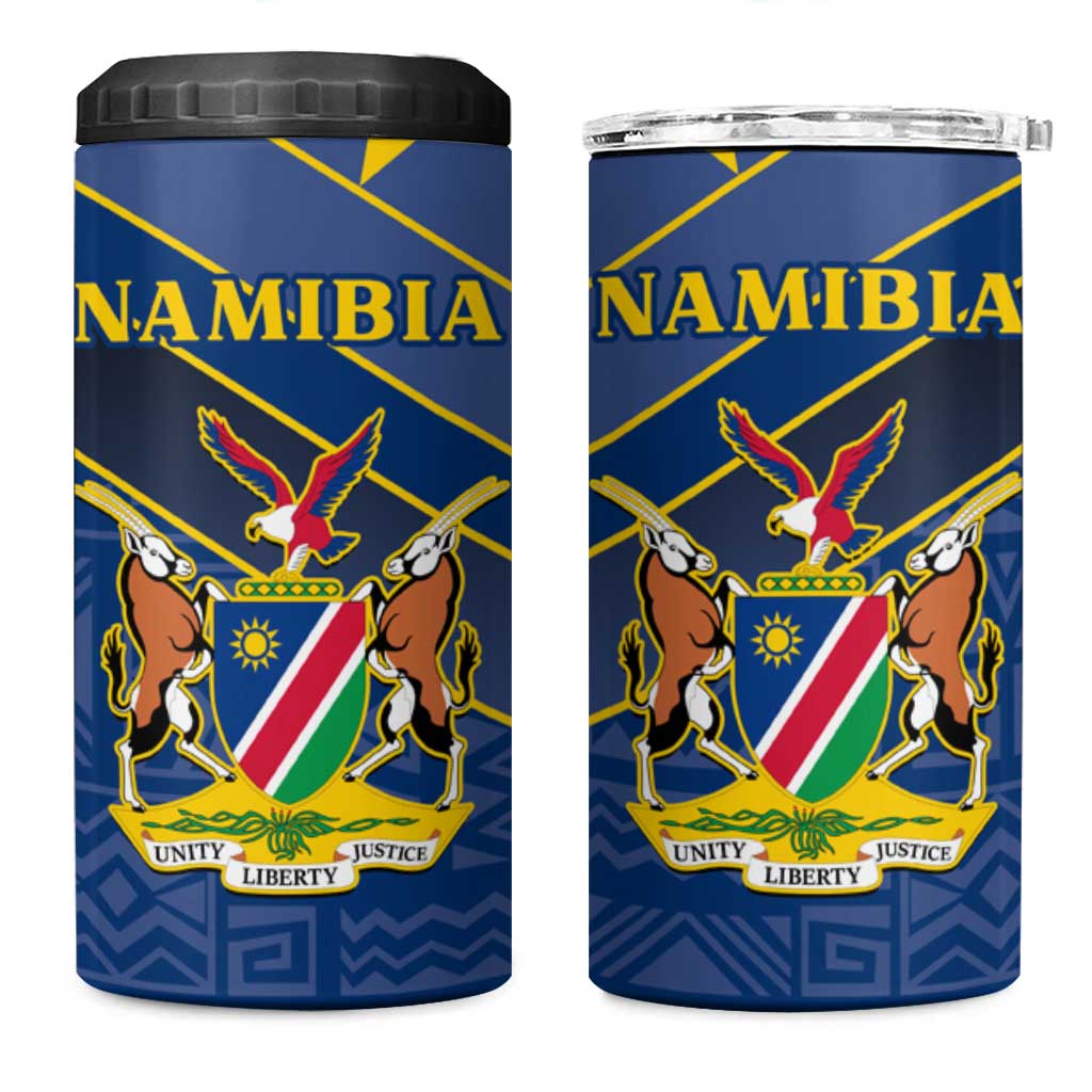 Namibia Yellow Sun 4 in 1 Can Cooler Tumbler Sporty Style with Traditional Patterns TS04