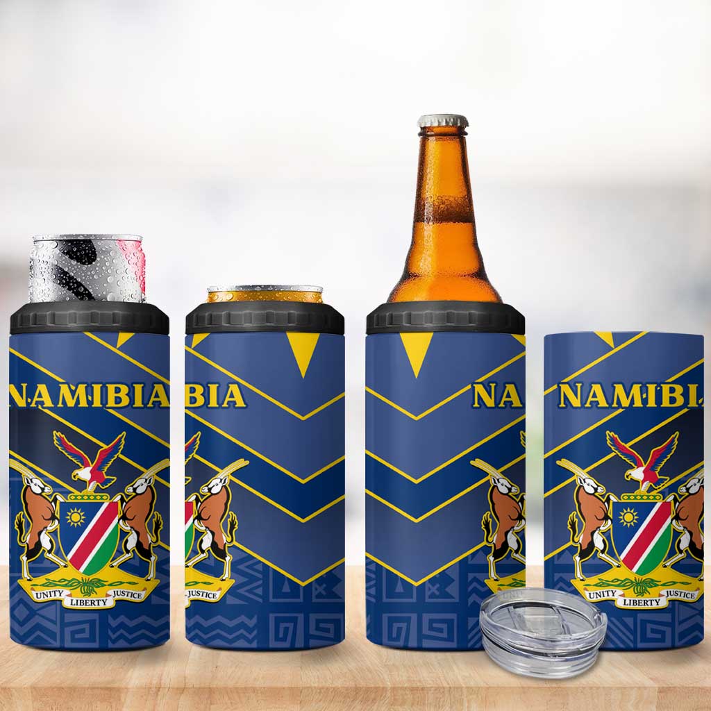 Namibia Yellow Sun 4 in 1 Can Cooler Tumbler Sporty Style with Traditional Patterns TS04