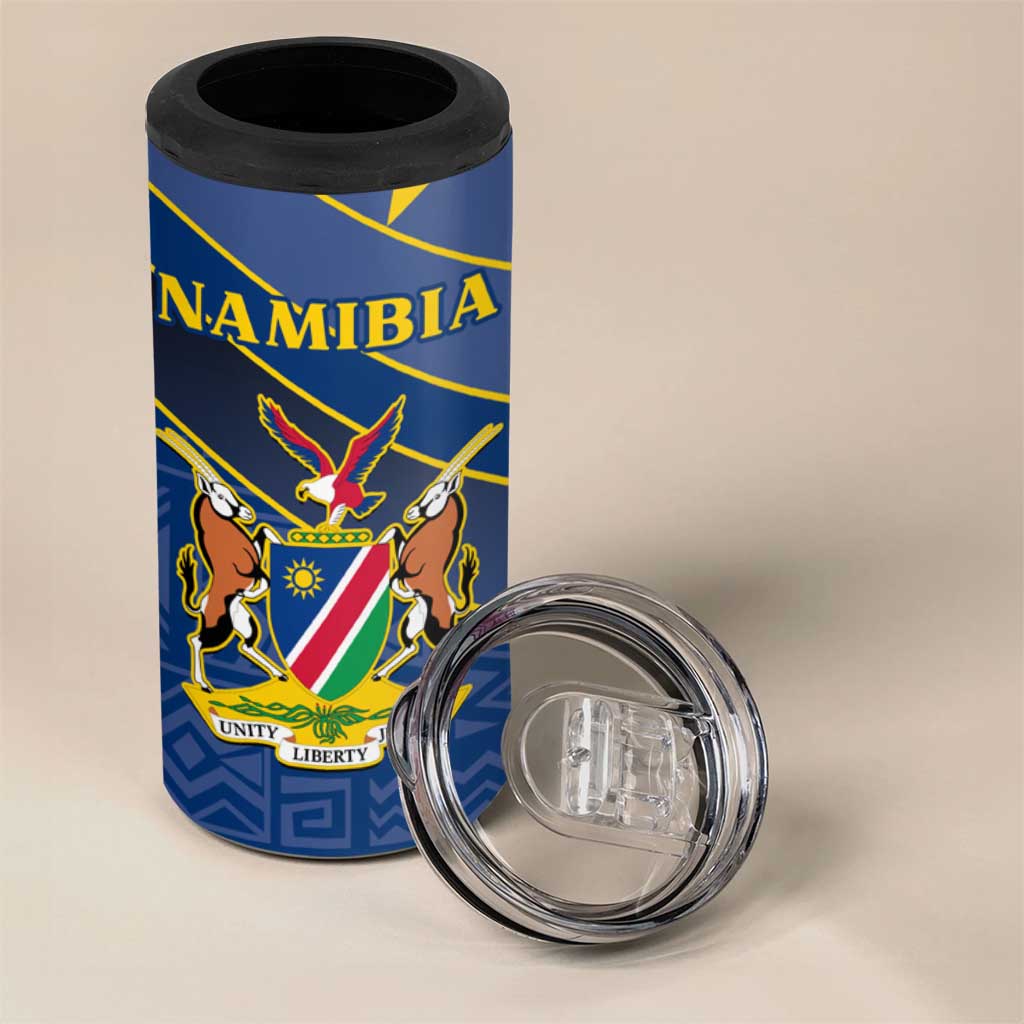 Namibia Yellow Sun 4 in 1 Can Cooler Tumbler Sporty Style with Traditional Patterns TS04