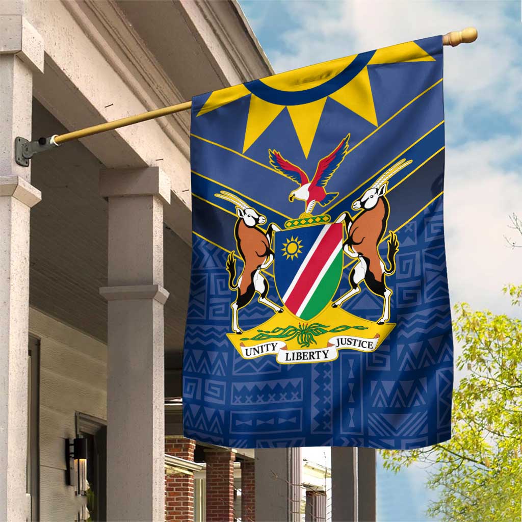 Namibia Yellow Sun Garden Flag Sporty Style with Traditional Patterns TS04