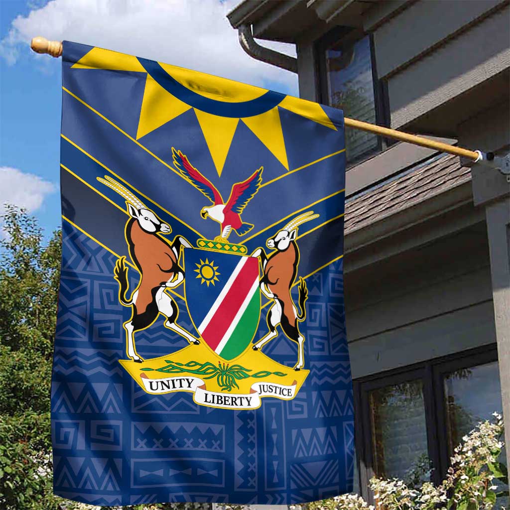 Namibia Yellow Sun Garden Flag Sporty Style with Traditional Patterns TS04