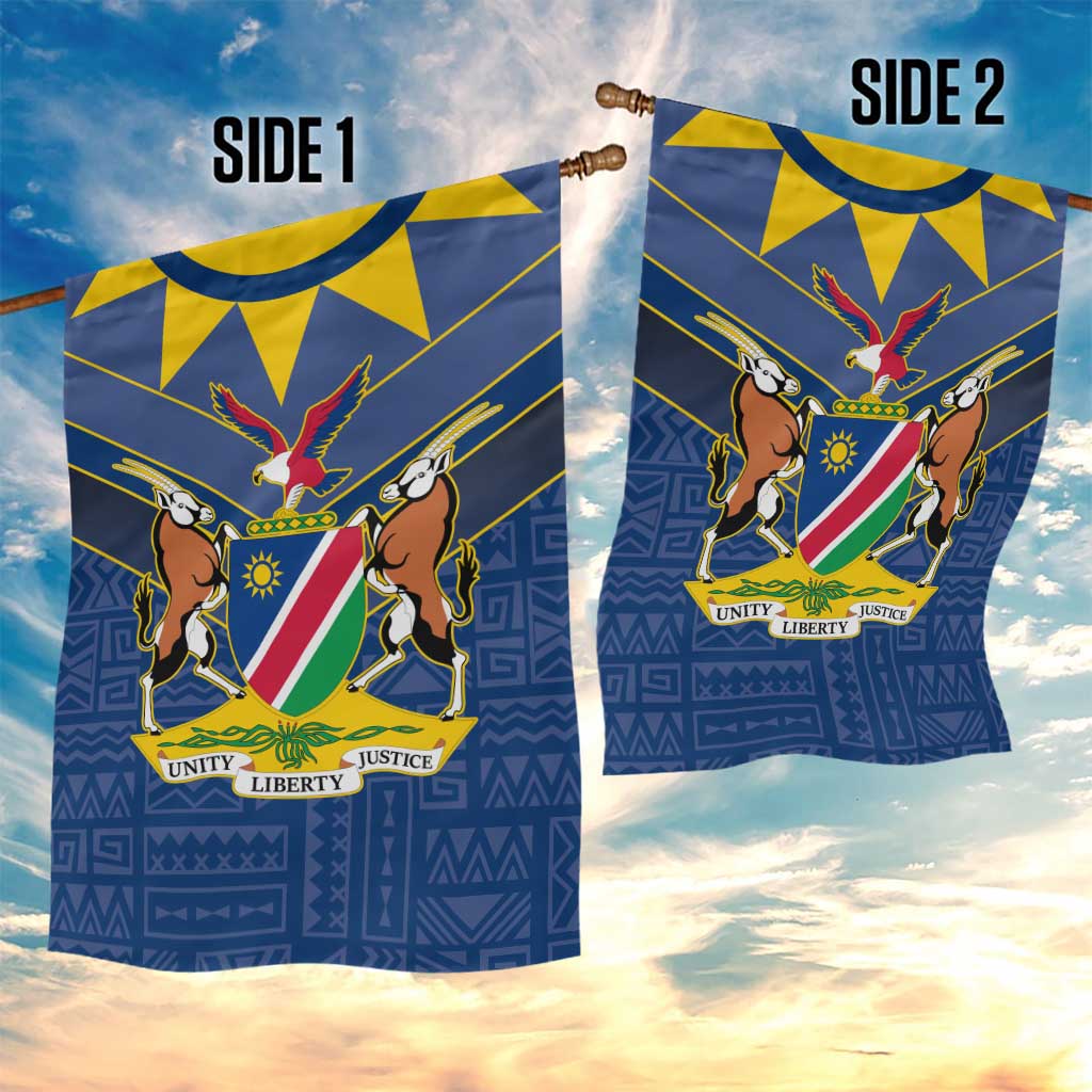 Namibia Yellow Sun Garden Flag Sporty Style with Traditional Patterns TS04