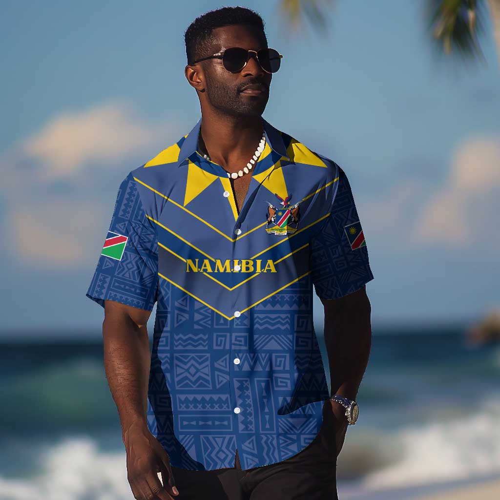 Namibia Yellow Sun Hawaiian Shirt Sporty Style with Traditional Patterns TS04