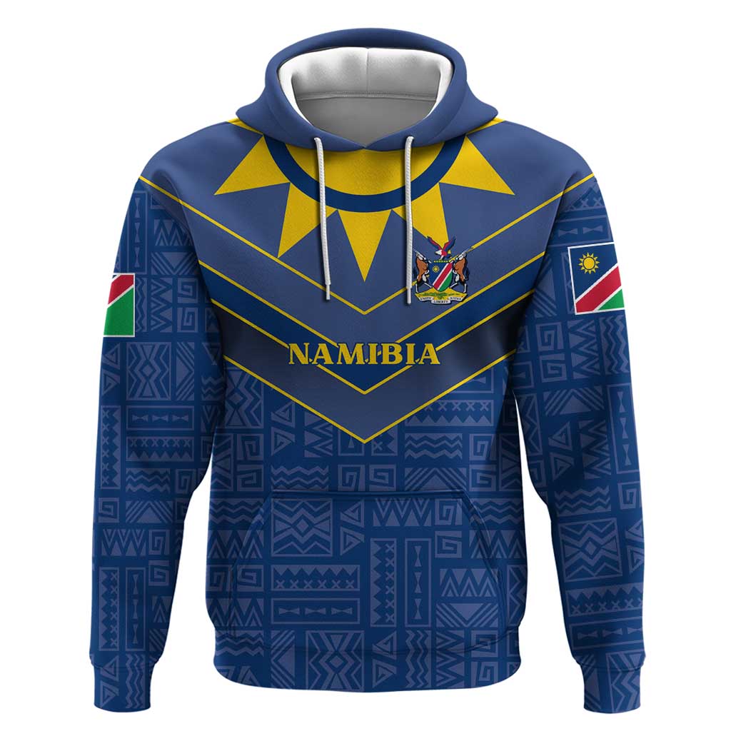 Namibia National Emblem Hoodie Sporty Style with Traditional Patterns TS04