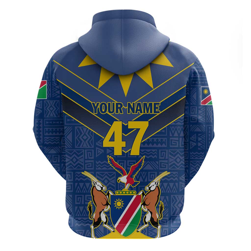 Namibia National Emblem Hoodie Sporty Style with Traditional Patterns TS04