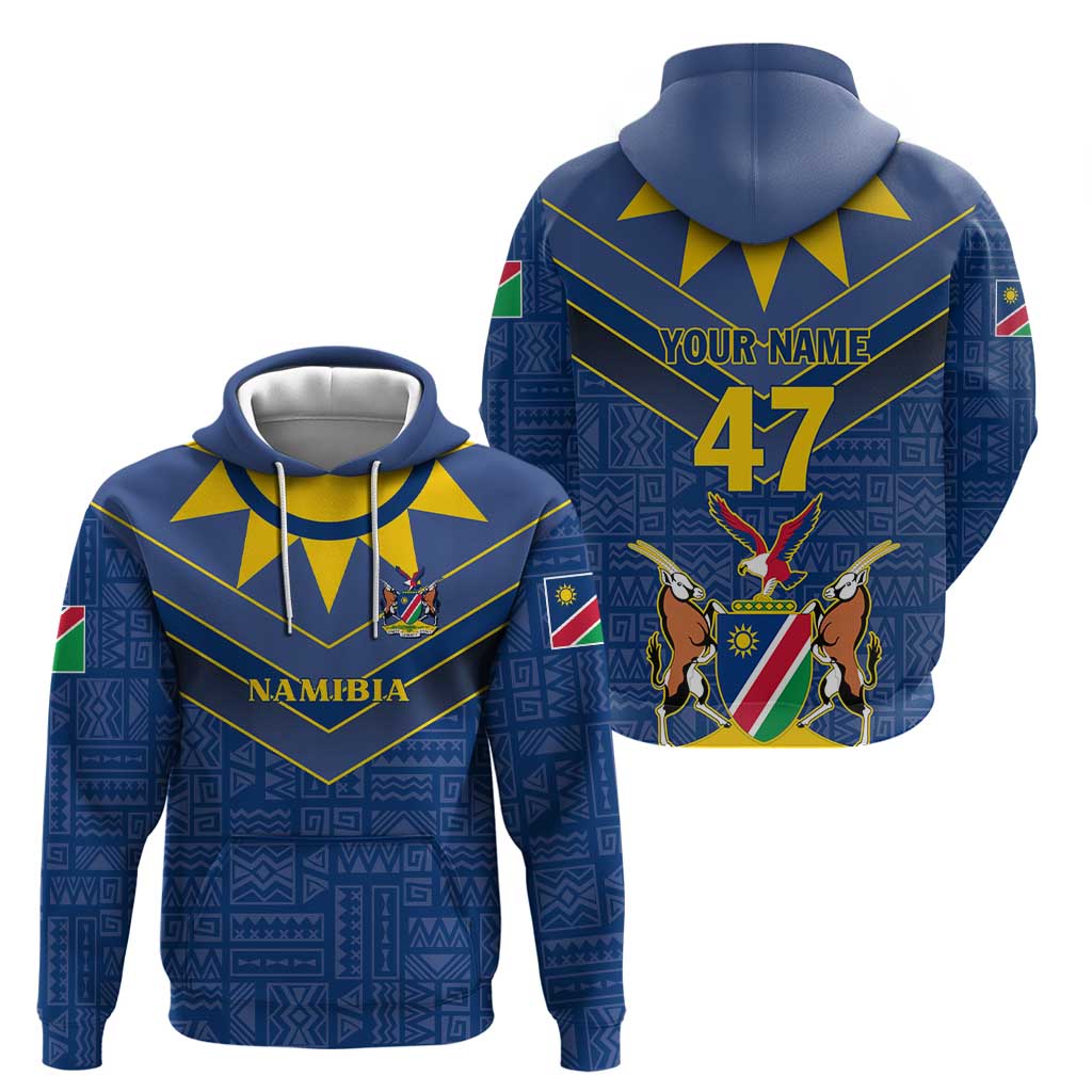 Namibia National Emblem Hoodie Sporty Style with Traditional Patterns TS04