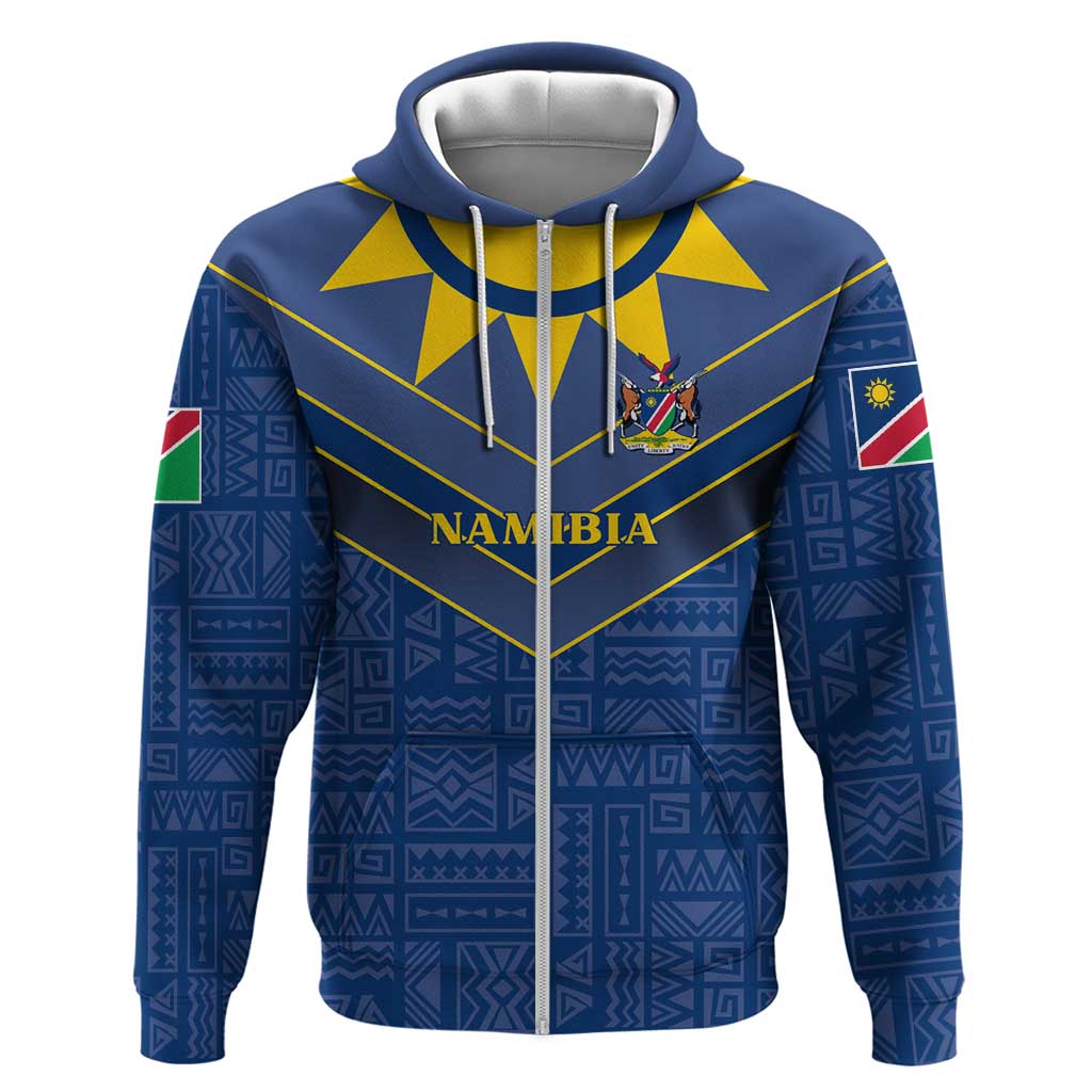 Namibia National Emblem Hoodie Sporty Style with Traditional Patterns TS04