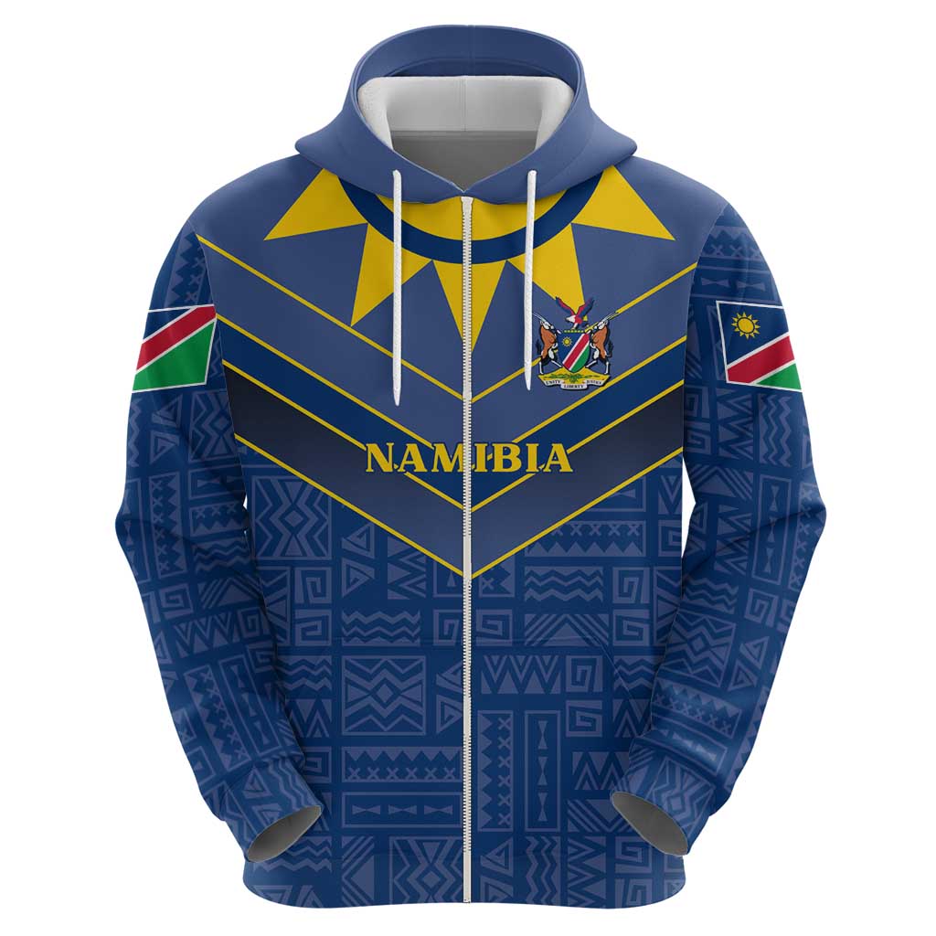 Namibia National Emblem Hoodie Sporty Style with Traditional Patterns TS04