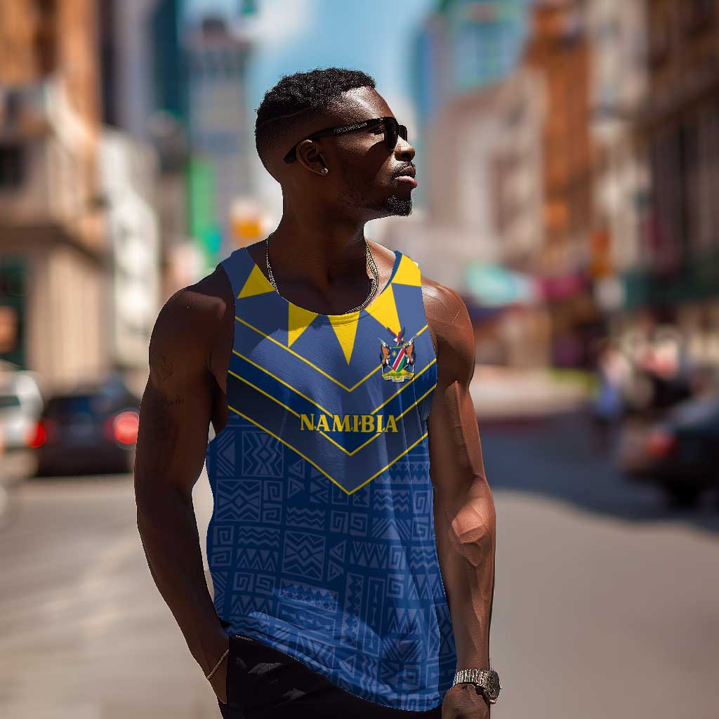 Namibia Yellow Sun Men Tank Top Sporty Style with Traditional Patterns TS04