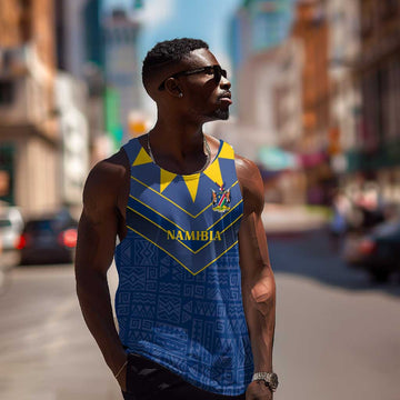 Namibia Yellow Sun Men Tank Top Sporty Style with Traditional Patterns TS04